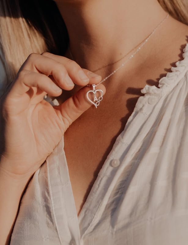 Miniatura 3 de ITS4YEO 925 Sterling Silver Infinity Heart Pendant Initial Necklaces Silver Necklace Zircon Pendant Necklaces for Women Jewelry Gift for Women Wife