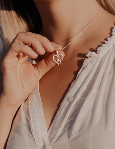 Its4Yeo 925 Sterling Silver Infinity Heart Pendant Initial Necklaces Silver Necklace Zircon Pendant Necklaces For Women Jewelry Gift For Women Wife Girls Her Valentines Gift(A) #TOP2