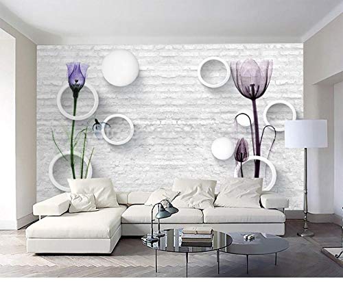 Papier peint panoramique 3D briques tulipe fleur abstrait