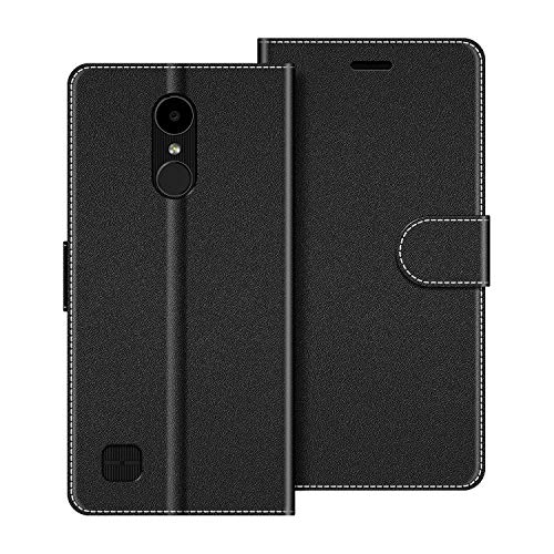 COODIO Funda LG K4 2017 con Tapa, Funda Movil LG K4 2017, Funda Libro LG K4 2017 Carcasa Magnético Funda para LG K4 2017, Negro