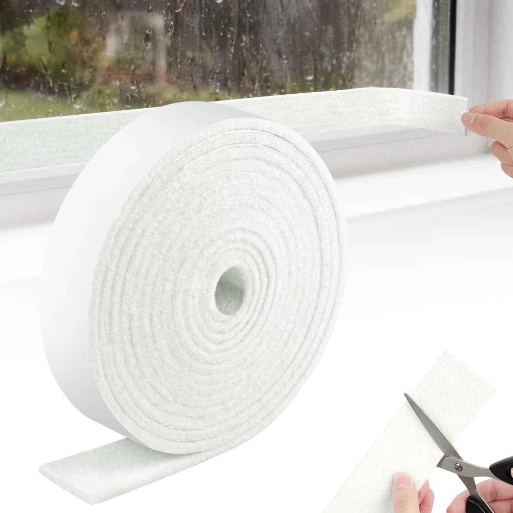 NUTKIT Condensation Absorbers Strip for Windows, Window Condensation Absorbers Strips, Reusable Window-Moisture Absorbing Tape for Remover Water on The Windows, Glass, Doors (White, 3.5cm*4m)