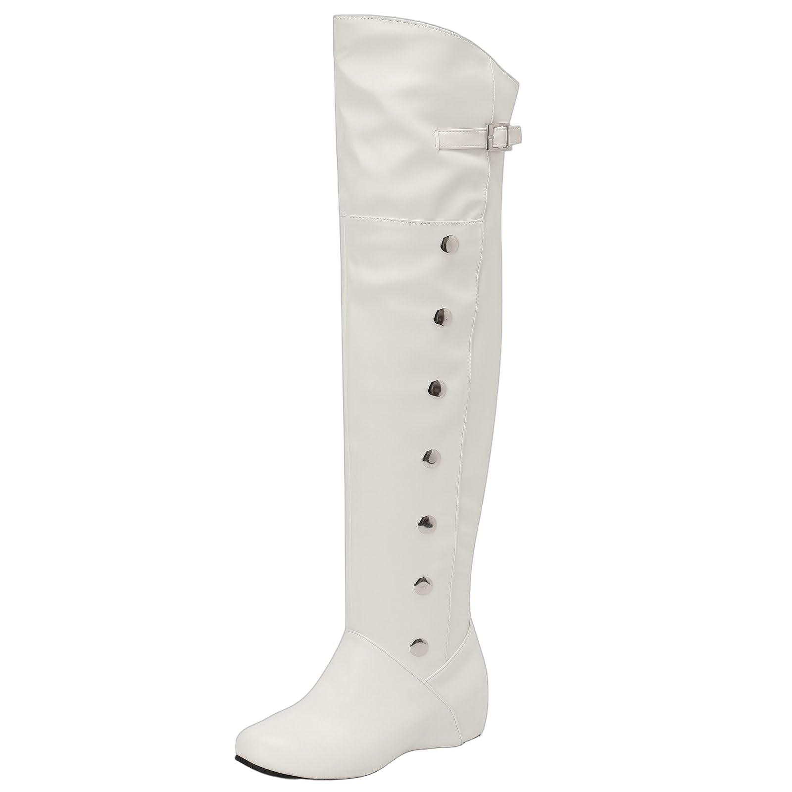 DINTAHA Flat Thigh High Wedge Boots Hidden Wedge Over The Knee Boots for Women