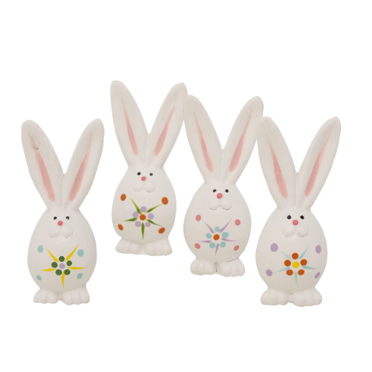 RiloStore 4 x Easter Bunny White Flowers n203 Decorative Rabbits 5.5 cm Easter Decoration Easter Bunny Gifts Gift Bunny Rabbit Set Flower Decoration Flowers Arrangement Decoration
