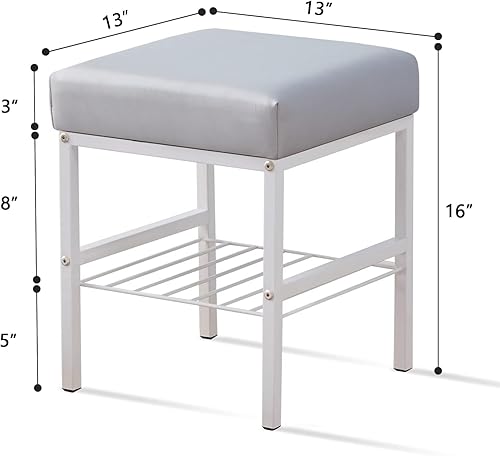 Miniatura 10 de Cpintltr Taburetes de tocador multifuncionales, taburete otomano de terciopelo, taburete otomano para cambiar, taburete de maquillaje, taburete de