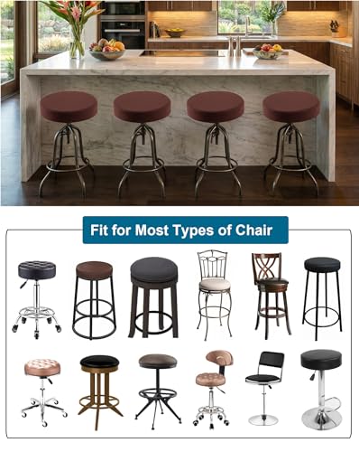 Image of CRFATOP 2 Pack Waterproof Coffee Bar Stool Covers Round Seat Slipcover,L
