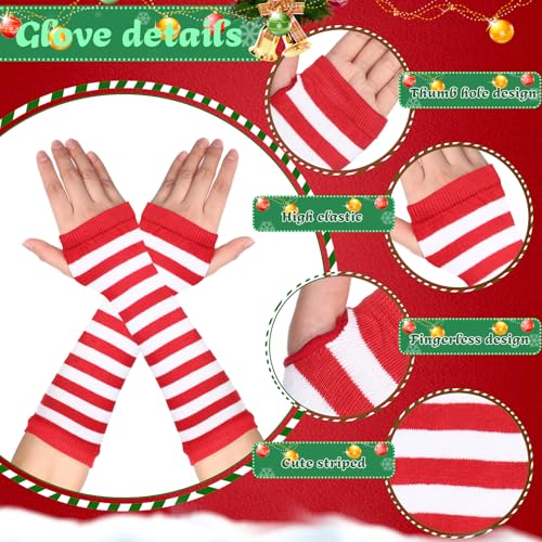 Image of Geyoga Arm Warmers Leg Warmers Striped Thigh High Socks Fingerless Gloves Stockings Christmas Halloween