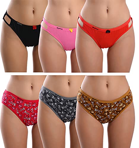 Image of StyFun Women Cotton Hipster Panties for Women Daily Use, Back and Front Coverage, Multicolor, for Size- S, M, L, XL, XXL, See Main Image to Check How Many Panty You Will Get