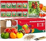 10 Pack Tomato Seeds for Planting - Heirloom Tomato Seeds for Indoor Outdoor Gardening - Natural Soil Disc, Pulp Cup, Plant Markers & Tools - Non GMO Vegetable Seed Set for Starter