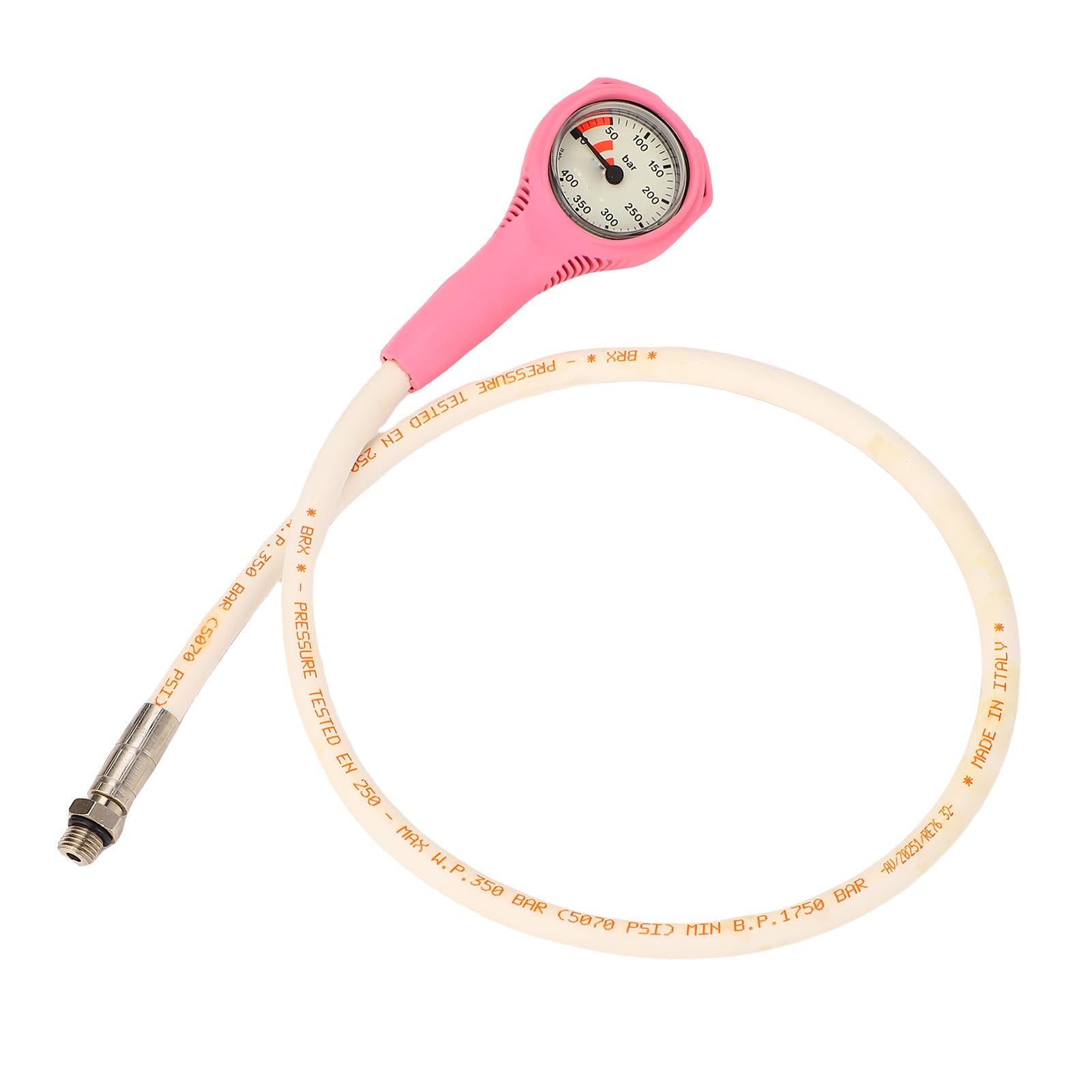 Manometro per Immersione, Manometro per Immersione Subacquea TPR con Tubo Flessibile, Display Trasparente della Pressione dell'Aria, Leggero, Resistente alla Pioggia, Rosa per Utenti di
