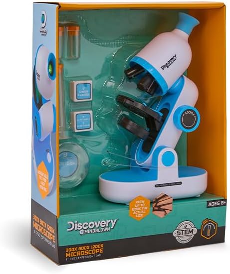 Discovery™ 1200X, 600X, 300X Microscope, 41-Piece Experiment Lab Set with Kid-Friendly Design, Color Filters, and Learning Guide