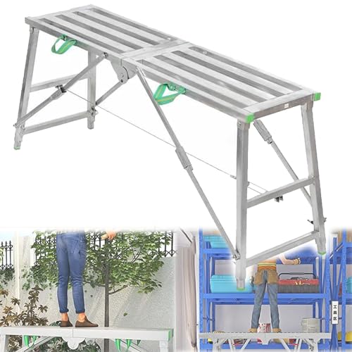 Plataforma de andamio portátil de altura ajustable, escalera plegable de aluminio para lavado de coches, limpieza de ventanas, trabajos de mantenimiento de bricolaje