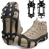 Ice Cleats for Shoes and Boots Men Women Non-Slip Spikes Shoes Grippers, Crampons Ice Snow Cleats Stretchable Rubber Overshoes Footwear Traction for Snow Walking (Small(3.5-5 men/5-7 Women))