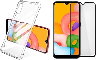 Capinha Silicone Antichoque e Película Vidro 3D Compatível com Samsung A01