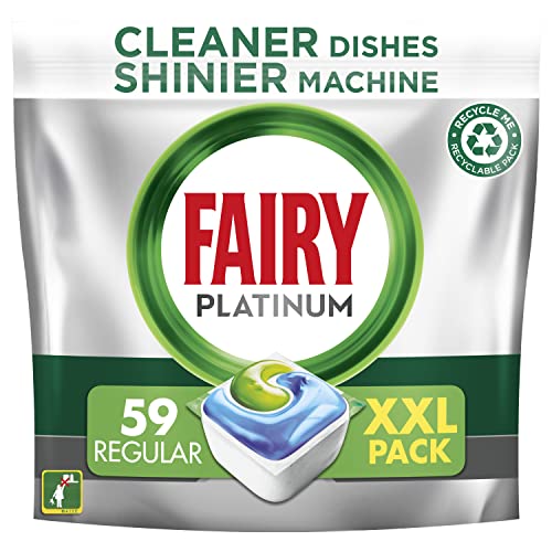 Fairy Platinum All in One Dishwasher Tablets, Regular, 59 Capsules, For tough Challenges, Even Cleans Greasy Filters x4