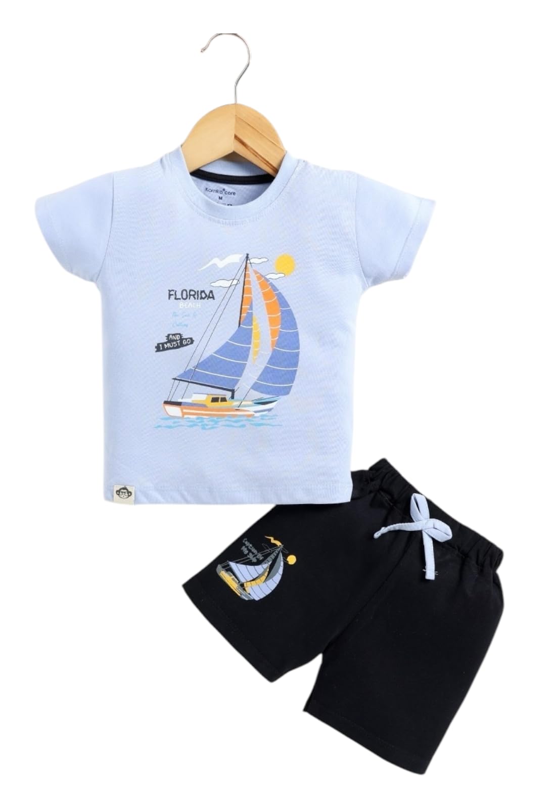 VIRTI MINI ME Cotton Sleeve T-Shirt & Shorts For Baby Boy - Set of 3 | Clothing Set, T shirt Short For Kids Boys | Breathable & Soft, Cartoon Design T Shirt - Age 0 to 3 Months Baby 2