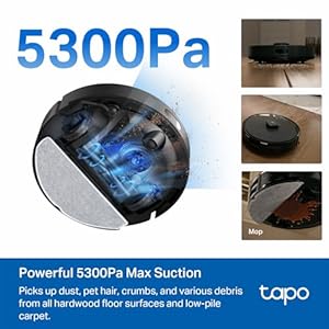 Tapo Ultra-Slim LiDAR Smart Navigation Robot Vacuum and Mop, 5300Pa Max, 97%+ Dust Pickup, Customizable Cleaning, Self-Charging, Works w/Alexa & Google Home, RV20 Max Tapo Ultra Slim LiDAR Smart Navigation Robot Vacuum and Mop 5300Pa Max 97 Dust Pickup Customizable Cleaning Self Charging Works wAlexa Google Home RV20 Max