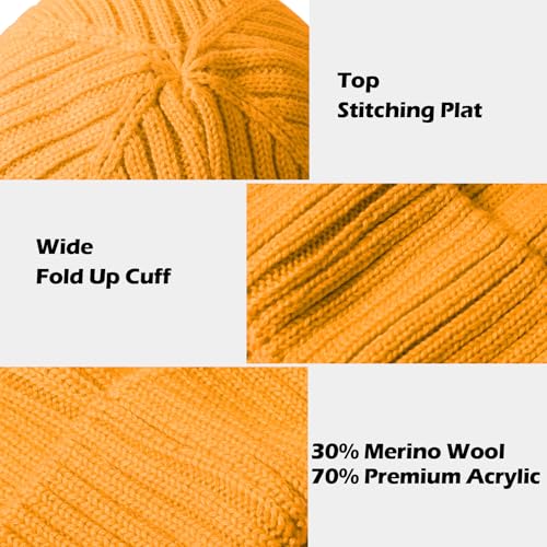 ACTLATI Kids Merino Wool Beanie Hat Winter Boys Girls Ribbed Knit Beanies Caps Unisex Cuffed Skull Caps 7-14 Years4