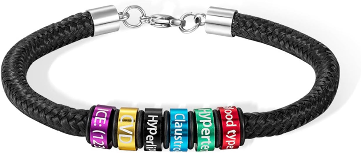 callie Medical Alert Bracelets for Women Men, Custom Stainless Steel ID Name Tag Life Alert Bracelet with Adjustable Silicone Waterproof Band Bracelet for Men Women - Image 5