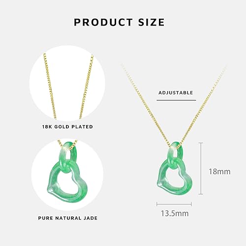 Miniatura 2 de Jade Necklace for Women Valentine's Day Gifts, Love Heart Pendant Chain Necklaces with Birthstone Crystals 18k Gold Plated Fashion Jade Choker