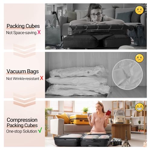 image for 10 Set Compression Packing Cubes for Travel Gifts Mom Women,OlarHike L