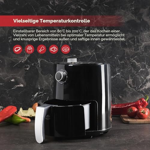 Z SwissHome PETIT - Heißluftfritteuse 2.5L 1200W - Temperatur 80-200°C - Timer 30 Min - Herausnehmbarer Korb - Fritteuse ohne Öl… – Ansicht 6
