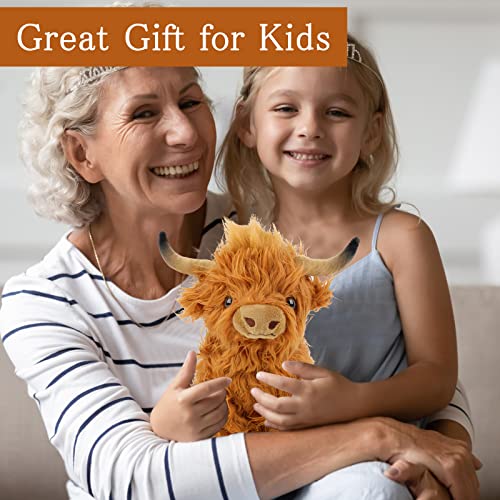 Hochlandkuh Plüschtier, Hochlandkuh Weichpuppen Hochlandkuh Kuscheltiere, Realistische Schottische Hochlandrinder Plüschtiere Kinder Figur Spielzeug Rind Kuschel Langhaar Stier Plüschtier für Kind
