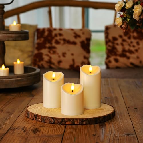 Image of Homemory Rechargeable Flameless Candles, LED Candles, Battery Operated Candles with Remote and Timers, Outdoor Waterproof, Long Lasting, Set of 3