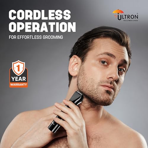 Image of ULTRON UBT01 Beard Trimmer for Men | Cordless Rechargeable Trimmer | 1200mAh Battery | Stainless Steel Blades | Type-C Fast Charging | 1 year warranty (Black)
