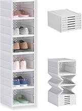 DE ROSA SHOP Space Saving Slim Foldable Shoe Rack with 6 Shelves Easy to Assemble and Compact, Shoe Organiser with 6 Storage Boxes for Shoes and Slippers