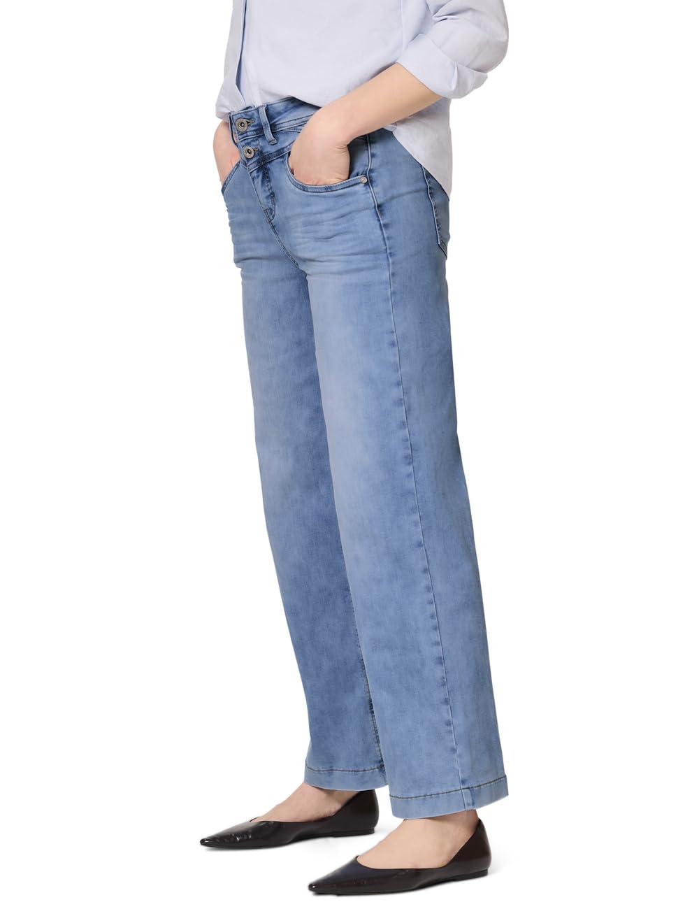 STREET ONE Wide Leg Jeans High Waist Loose Fit 7/8-Länge light blue wash