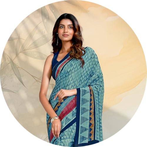 Image of Jaanvi fashion Women's Crepe Silk Saree with Unstitched Blouse Piece | Soft Lightweight Traditional Ethnic Wear Saree for Party, Wedding, Festival