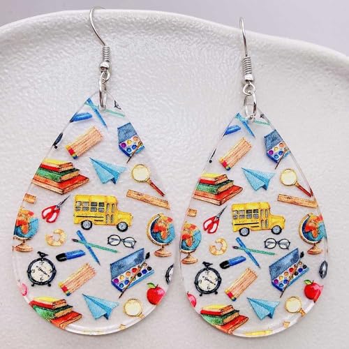 Funny Teacher Teardrop Dangle Earrings for Women and Wooden Back to School Earrings Teacher Appreciation Jewelry4
