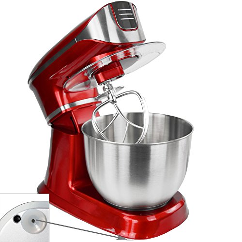 Syntrox Germany KM-6.5L De Luxe Red Küchenmaschine Knetmaschine Mixer Edelstahl Rot 1300 Watt mit tollem Zubehör – Bild 3