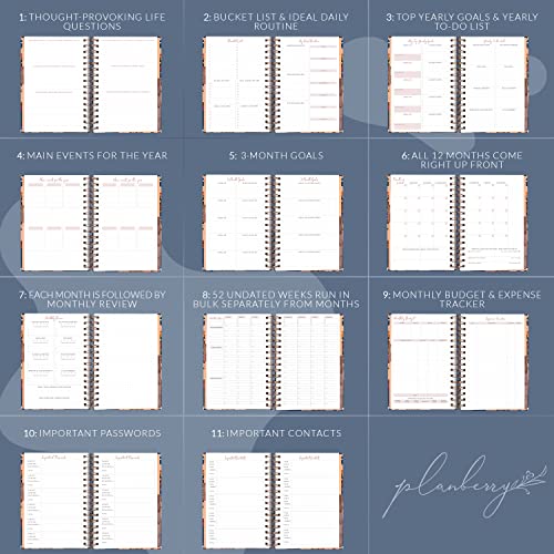 Image of PLANBERRY Hourly Schedule Planner Premium - Undated Weekly Organizer with Time Slots & Monthly Budget - Time Management, Goal Setting, to-Do List & Habit Tracker - 6.9 inchx8.5 inch (Tropical Night, A5, 2020)