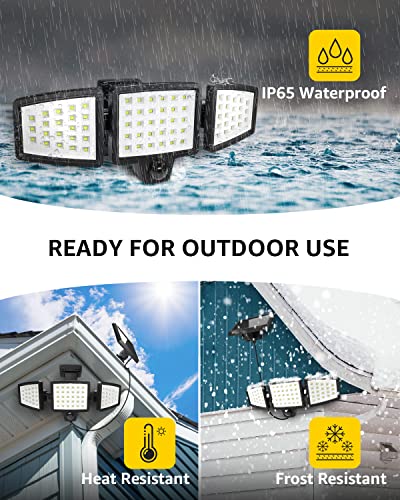 Lepro WL5000 Motion-Activated Solar Security Lights for Outdoors - 3 Adjustable Heads, 270° Angle, IP65 Waterproof