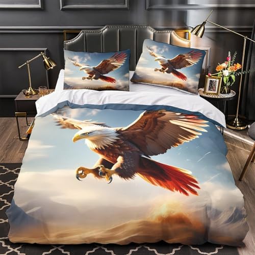 Parure de lit microfibre 140x200 aigle housse couette 3D faune - 2