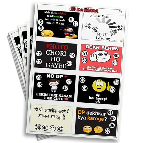 Image of Funny Tambola Tickets | DP Ka Nasha Theme Housie Tambola Themed Bingo Game| Kitty Party Theme Housie Tickets | English | for Family & Friends (Set of 15 Tickets)