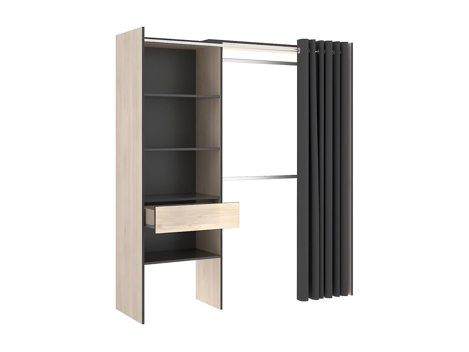 DEKIT GRUPO RIMOBEL SUIT - Vestidor con cajón y cortina - Natural / Grafito