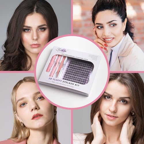 7. Bild von Fenshine Cluster Lashes Individual Lashes Wide Stem C/D Curl 9-15mm Length DIY Eyelash Extension Individual Soft False Lashes for Personal Use at Home