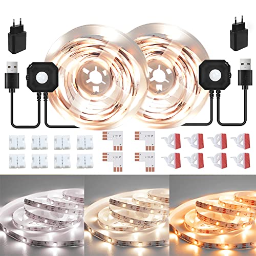5m LED Streifen Mit Bewegungsmelder - Dimmbar 150 LEDs 3000K-6000K, Fernbedienung, 12V Für Küche & Schrank