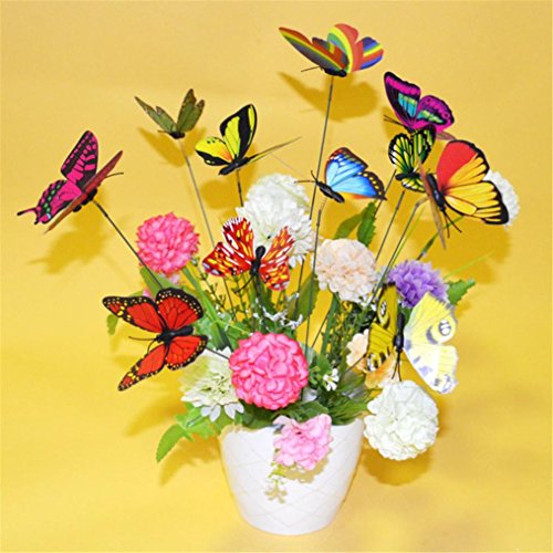 Hunpta 60 Pcs Colourful Garden Butterflies On Sticks Miniature Garden Decoration (random)
