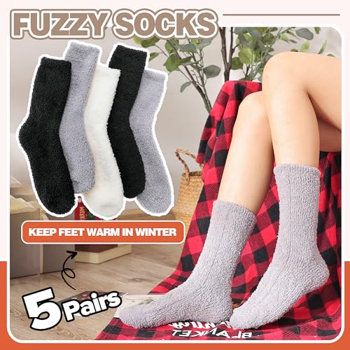 Image of Fuzzy Socks Fluffy Thick Warm Winter Soft Cozy Plush Sleep Home Fleece Cabin Soft House Socks for Women Men