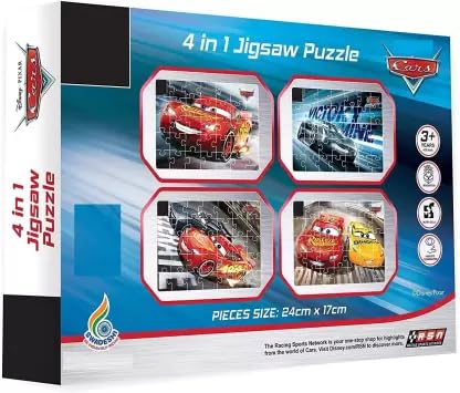 KIDSNEY Pixar Cars Puzzles - 140 Pieces 4 in 1 Jigsaw Puzzles for Kids for Age 5 Years Old and Above