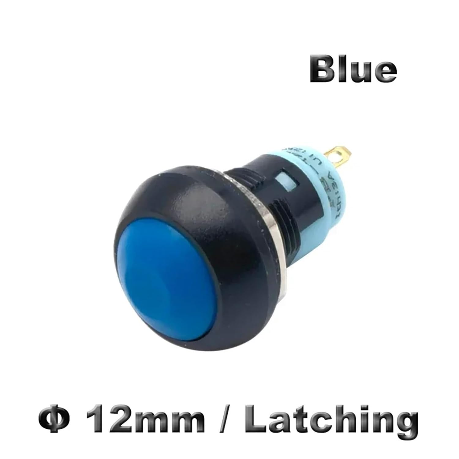 5/10pcs PBS 33A Mini Plastic Latching Push Button Switch Round Head ON Off 2 Pin 12mm Self Locking Push-Button Red Green Blue(Blue,10pcs)
