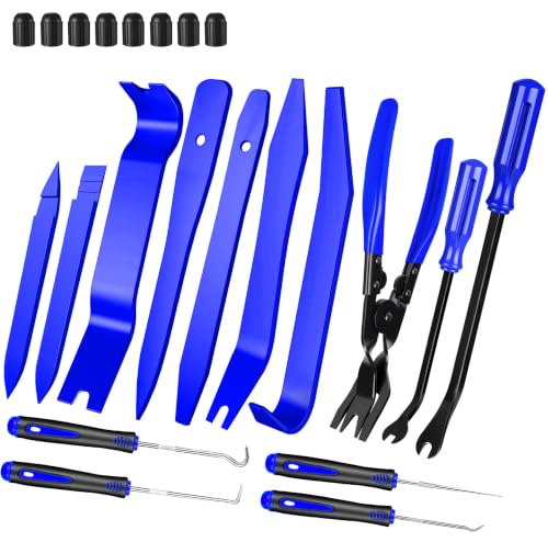 Image of 22Pcs Car Trim Removal Tool Kit, Panel Clip Plier Pick Hook Set, Blue