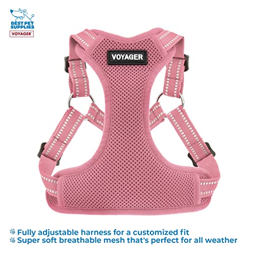 Best Pet Supplies Voyager Adjustable Dog Harness Leash Set With Reflective Stripes For Walking Heavy-Duty Full Body No Pull Vest With Leash D-Ring, Breathable All-Weather - Harness (Pink), S #TOP1