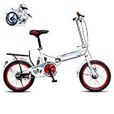 STRTG Bicicleta Plegable,16 Pulgadas Bicicleta Plegable Urbana para Estudiante Unisex