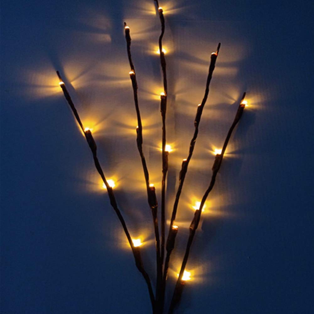 LED Branch Lights Battery Powered, Decorative Tall Vase Filler Willow Twig Lighted for Christmas New Year Wedding Home Party Decoration (Warm Light)