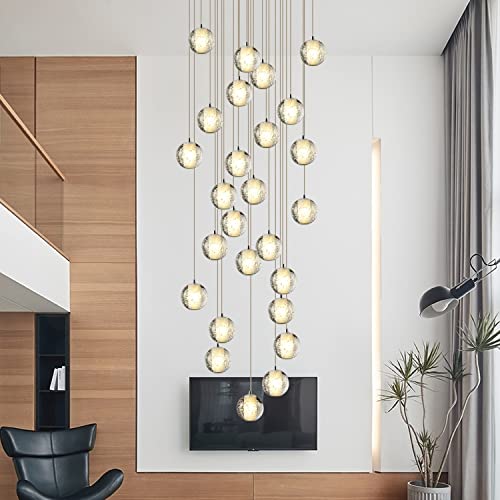 Zeetiana Modern Raindrop Chandeliers, Nordic Round Bubble Crystal Pendant Light High Ceiling with Chrome, Large LED Black Hanging Lamps for Staircase Dining Room Hotel Living Room (Round 26-Lights) Zeetiana Modern Raindrop Chandeliers, Nordic Round Bubble Crystal Pendant Light High Ceiling with Chrome, Large LED Black Hanging Lamps for Staircase Dining Room Hotel Living Room (Round 26-Lights)