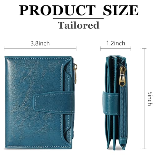 Image of Airkit Small Wallet Women RFID Blocking Soft Leather Bifold Compact Card Holder Wallet for Women with Zipper Coin Pocket 4 ID Window